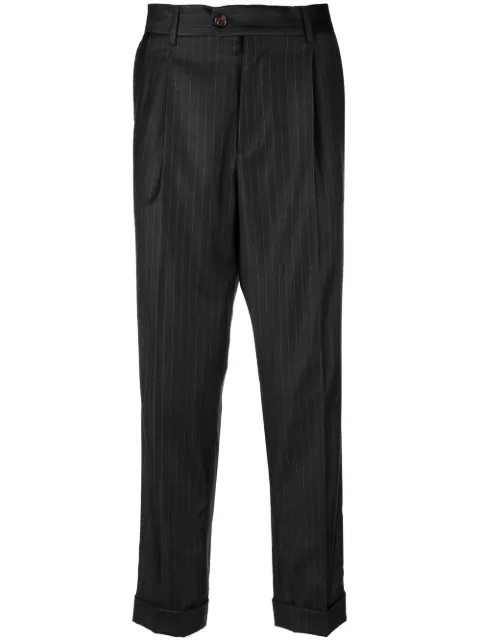 Brunello Cucinelli Chalk-Stripe virgin-wool tailored trousers