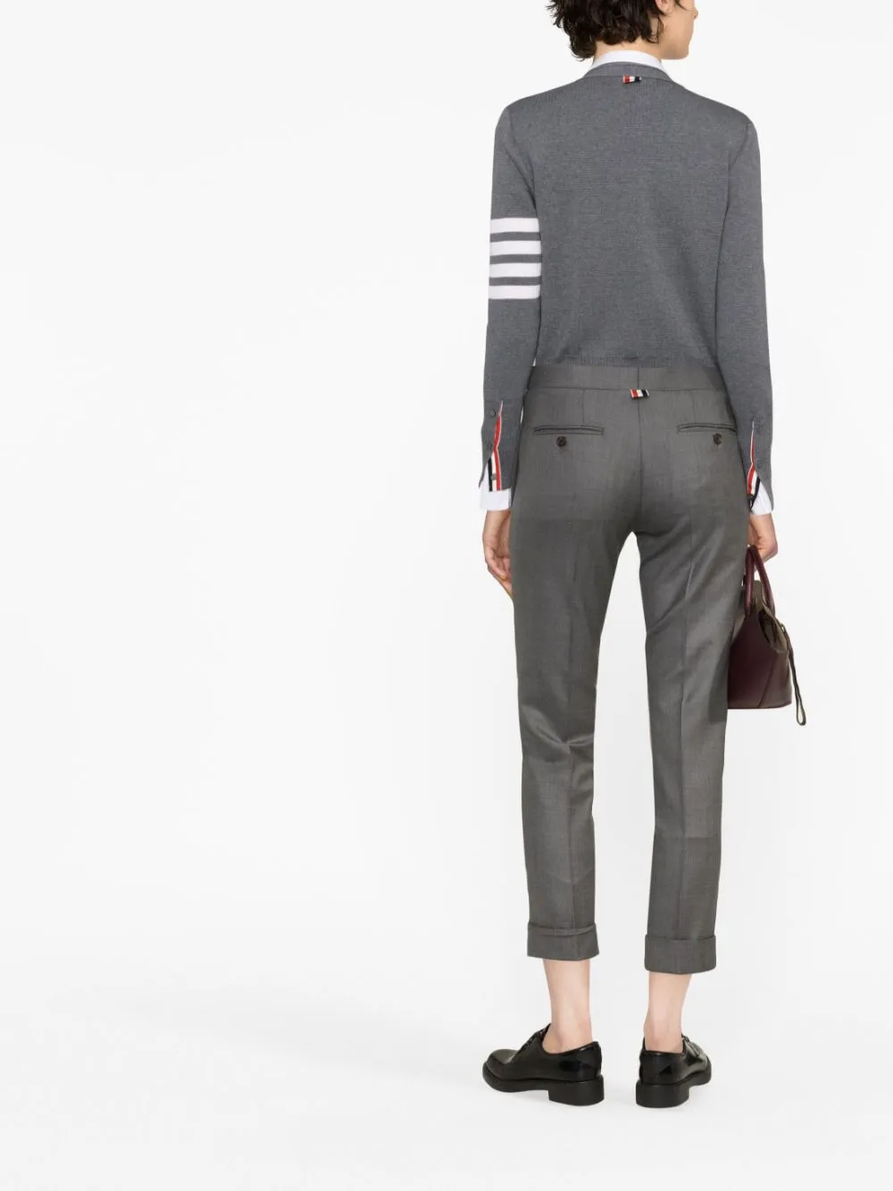 Shop Thom Browne Super 120s Cropped Wool Trousers In 035 Med Grey