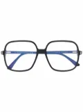 TOM FORD Eyewear polished-effect oversize-frame glasses - Black