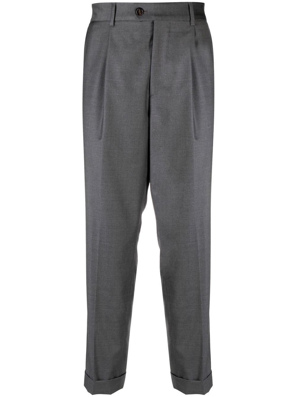 Brunello Cucinelli Pleat-detail Virgin-wool Tapered Trousers In Grey