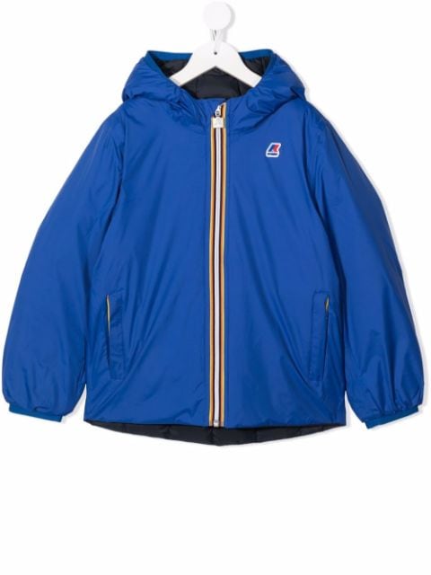 K Way Kids Claude logo-patch hooded jacket 