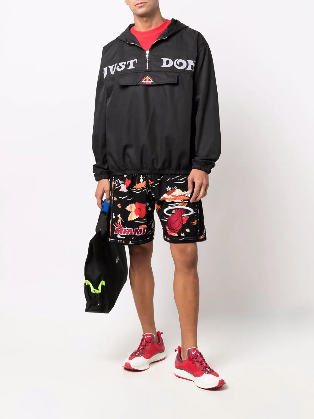 Shop Just Don Logo-print Hooded Windbreaker In Black