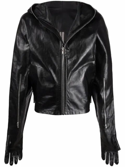 rick owens hooded leather jacket