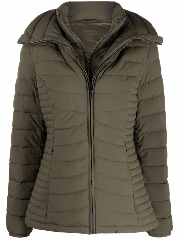 logo puffer coat dkny