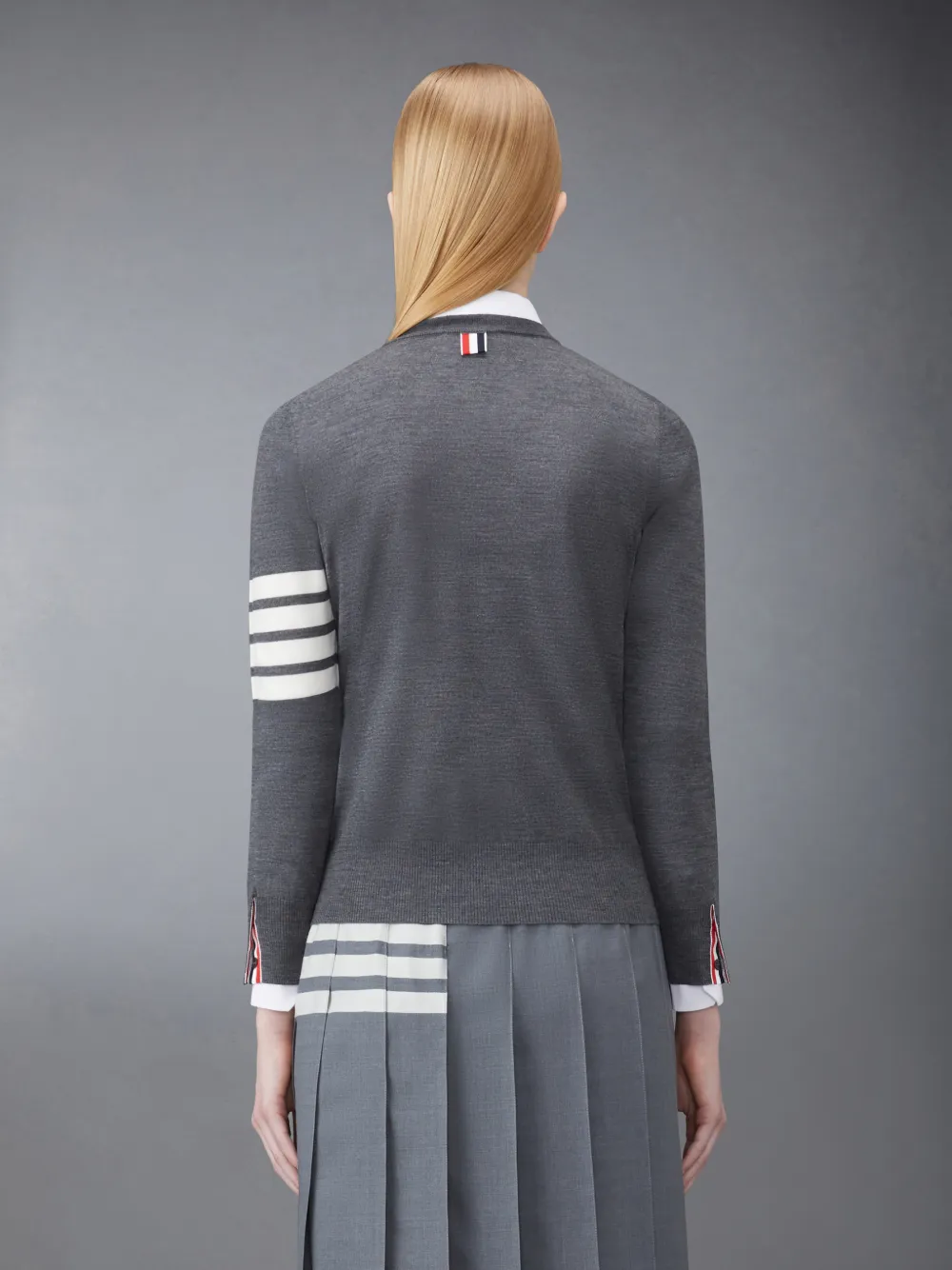 Thom Browne Melange Grey Wool Sweater In Grey