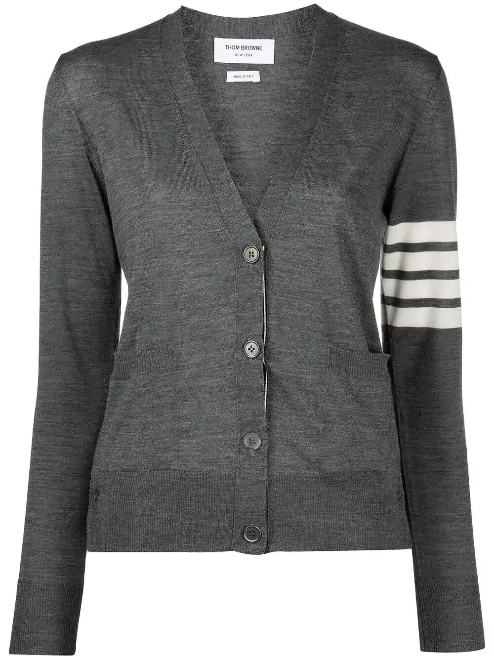 4-Bar stripe V-neck cardigan