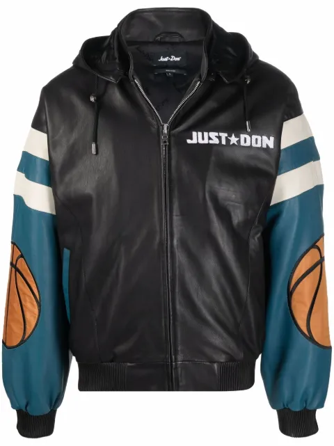 Just Don Chicago leather hooded bomber jacket 