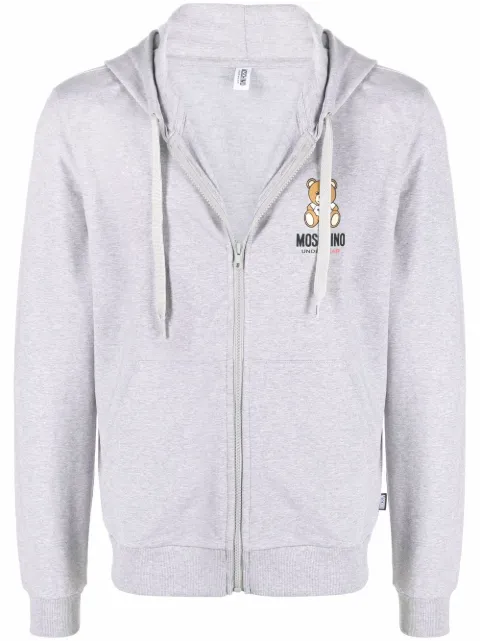 Moschino "Moletom com capuz, zíper e logo Teddy "