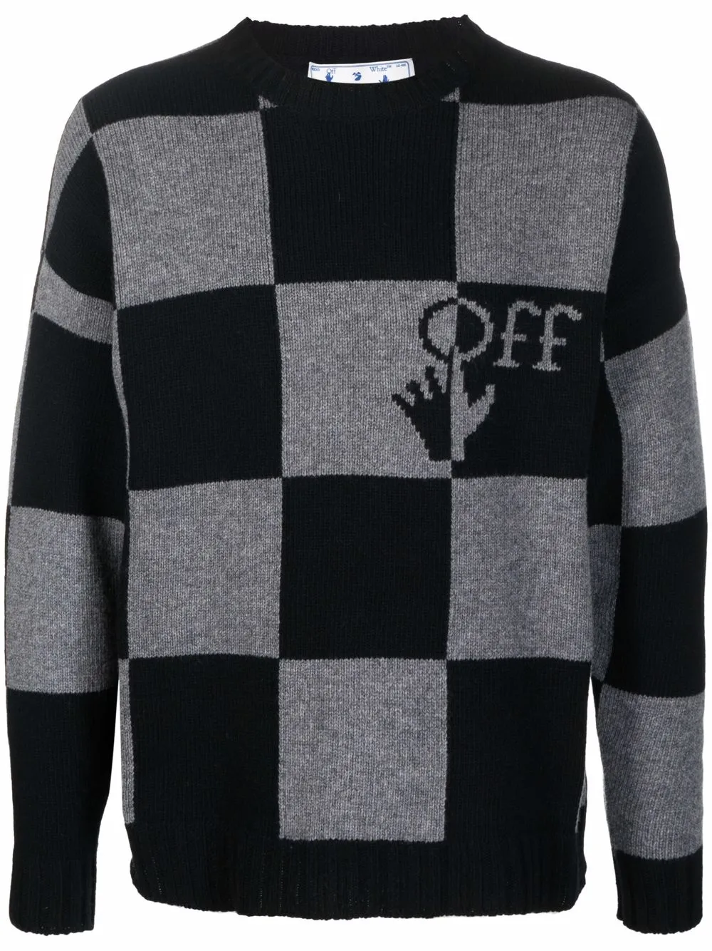 

Off-White suéter a cuadros con logo - Negro
