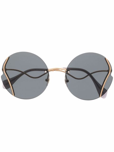 Miu Miu Eyewear - engraved-detail round-frame sunglasses