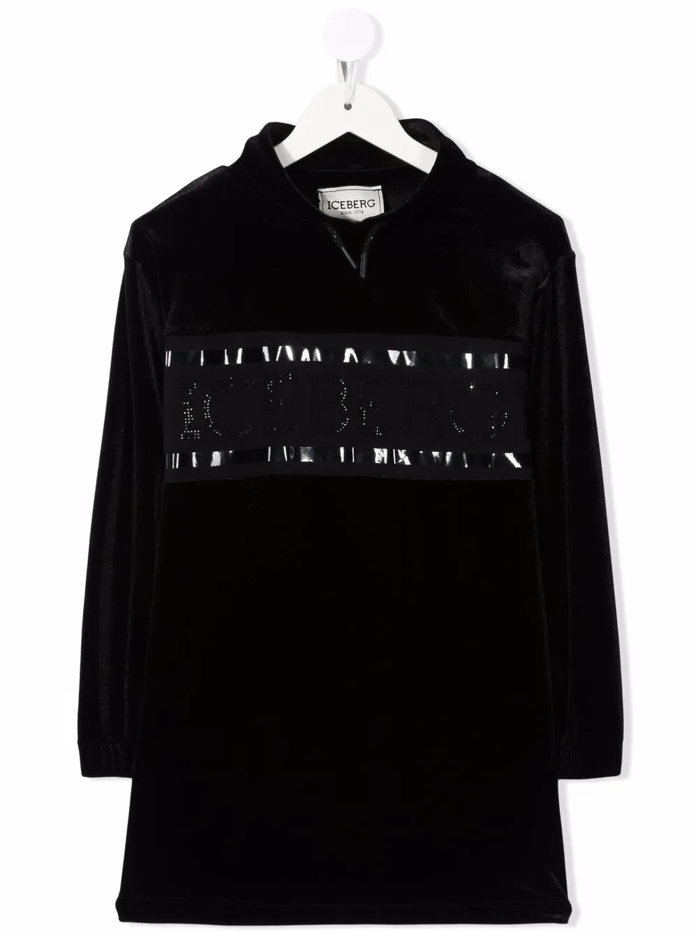 Iceberg Kids бархатное платье с логотипом