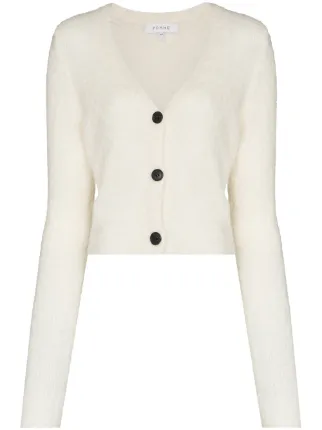 FRAME Fuzzy Shrunken V-neck cardigan 