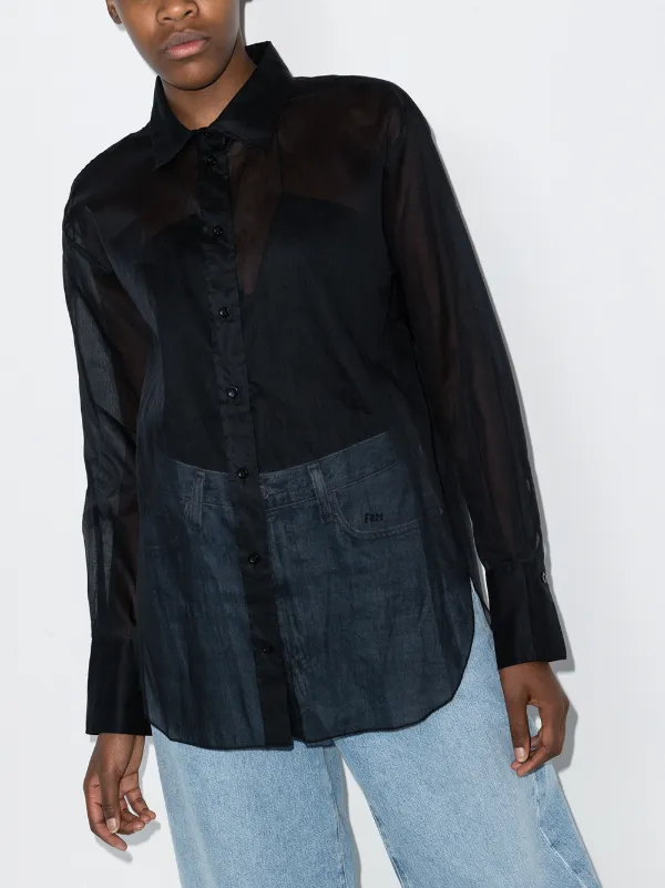 Shop FRAME sheer cotton shirt with 