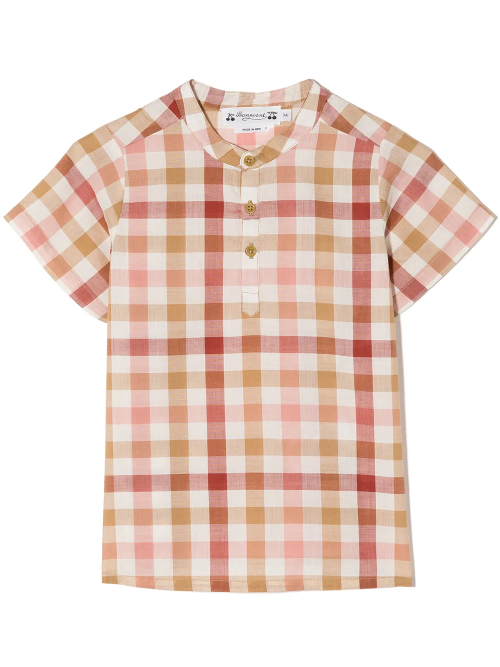 

Bonpoint camisa a cuadros sin cuello - Marrón