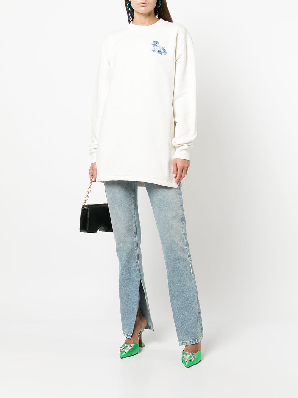 Off-White Sweaterjurk met bloemenprint - Wit