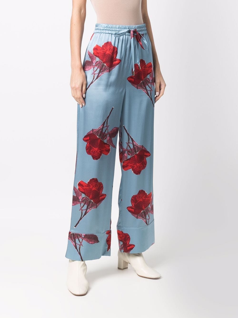 фото L'autre chose шелковые брюки с цветочным принтом