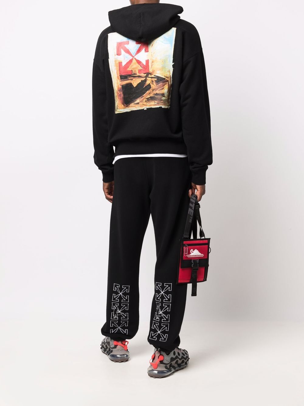 Off-White logo-print Arrow painterly-print hoodie - Black