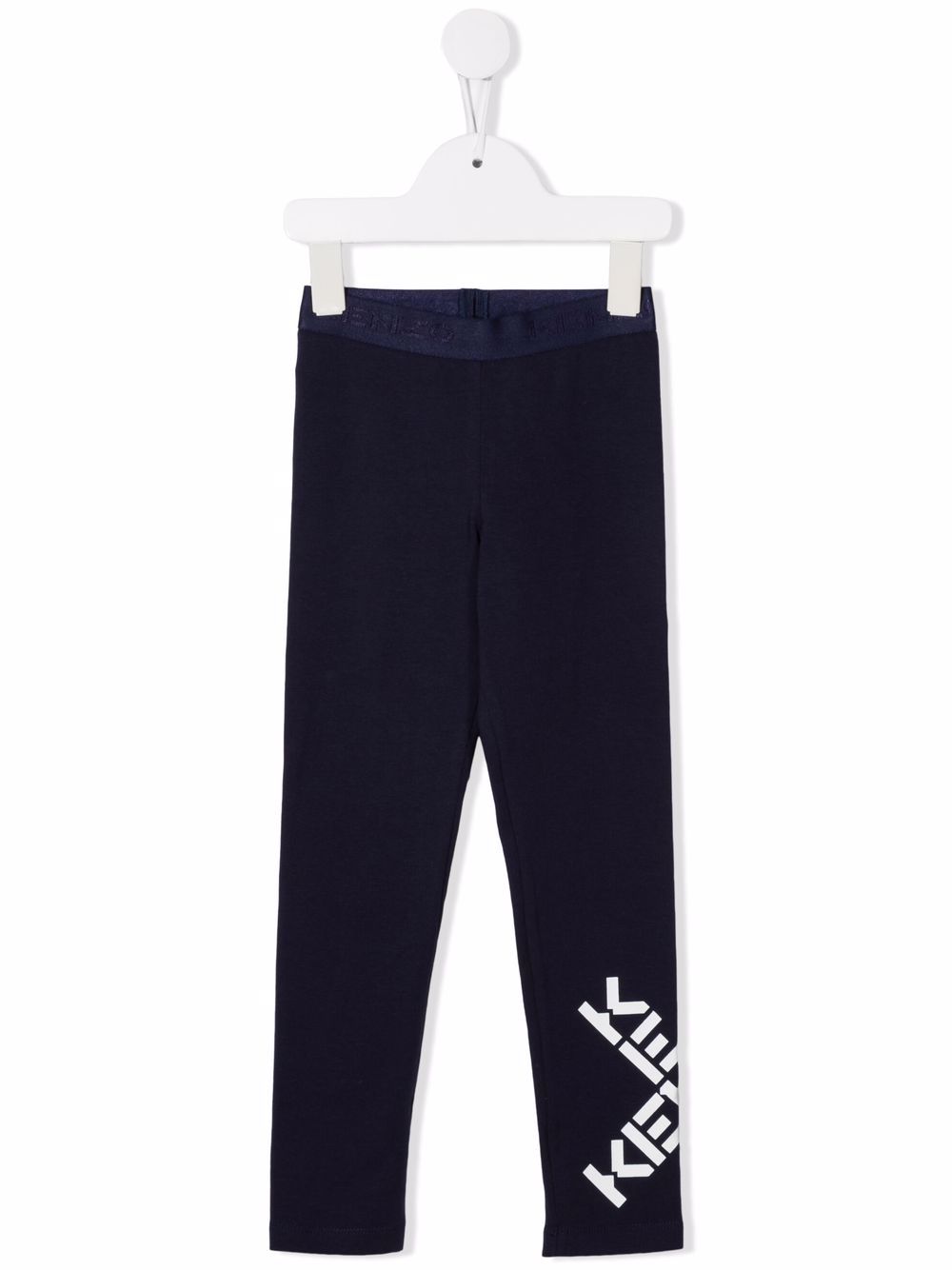 Kenzo Kids logo-print stretch-cotton leggings - Blue