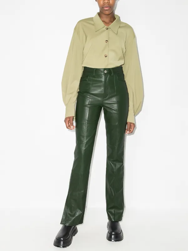 Shop Wandler Aster straight-leg leather 
