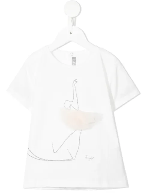 Il Gufo tulle-tutu ballerina-print T-shirt