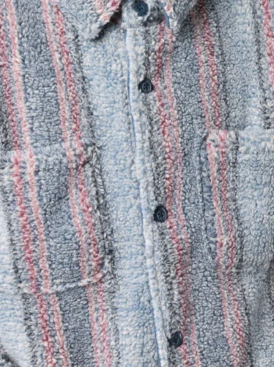 Stüssy striped sherpa shirt jacket blue 