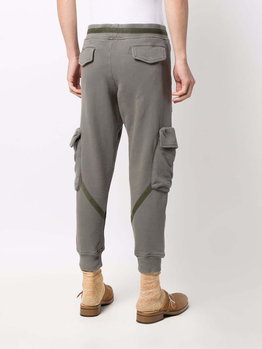 Shop Greg Lauren Cropped Cotton Track Pants In Grün