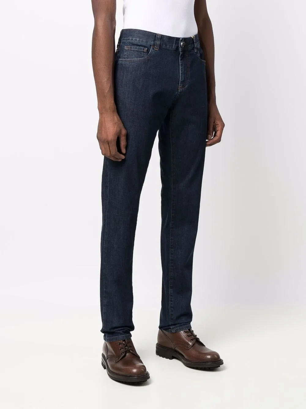 фото Canali узкие джинсы с нашивкой-логотипом