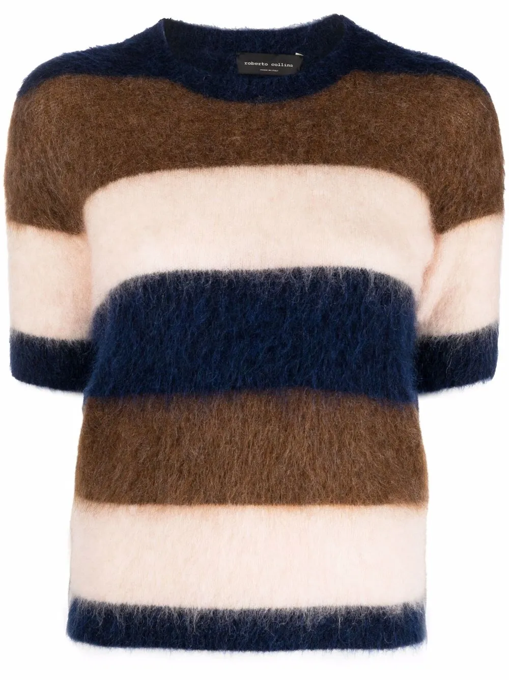 

Roberto Collina striped short-sleeve jumper - Brown