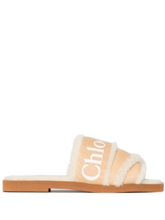 Chlo Woody logo tape Flat Sandals Farfetch