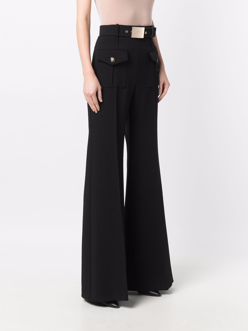 Elisabetta Franchi Belted Flared Leg Trousers - Farfetch