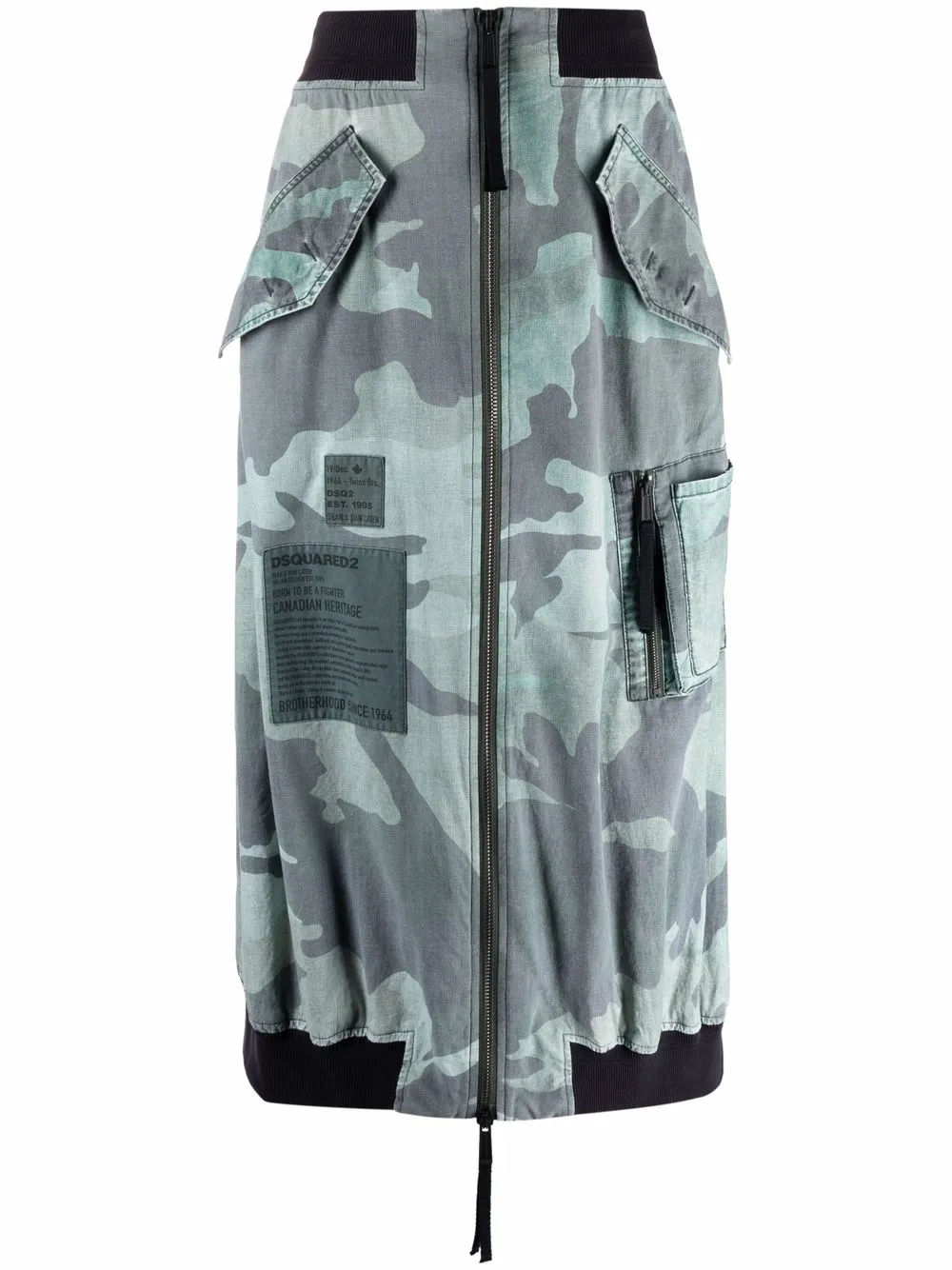 

Dsquared2 falda midi con estampado militar - Verde