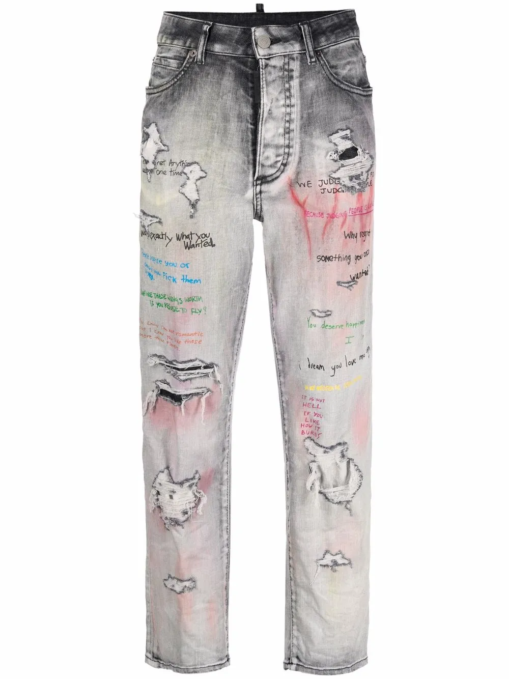 

Dsquared2 text-print cropped jeans - Black