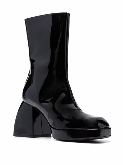 high shine ankle boots