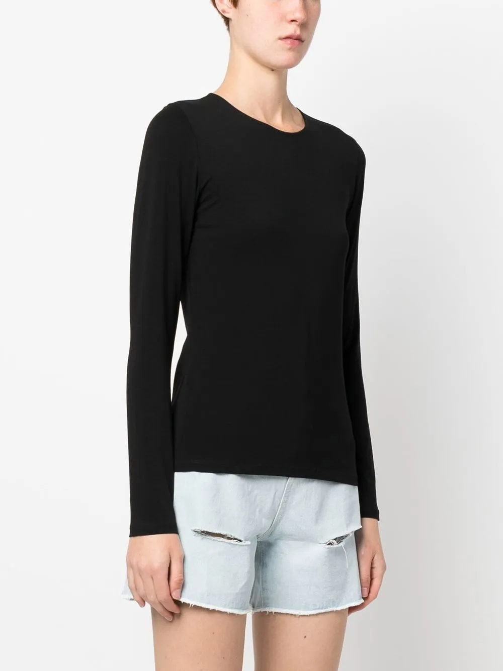 Filippa K Round-neck Long-sleeve T-shirt In Black