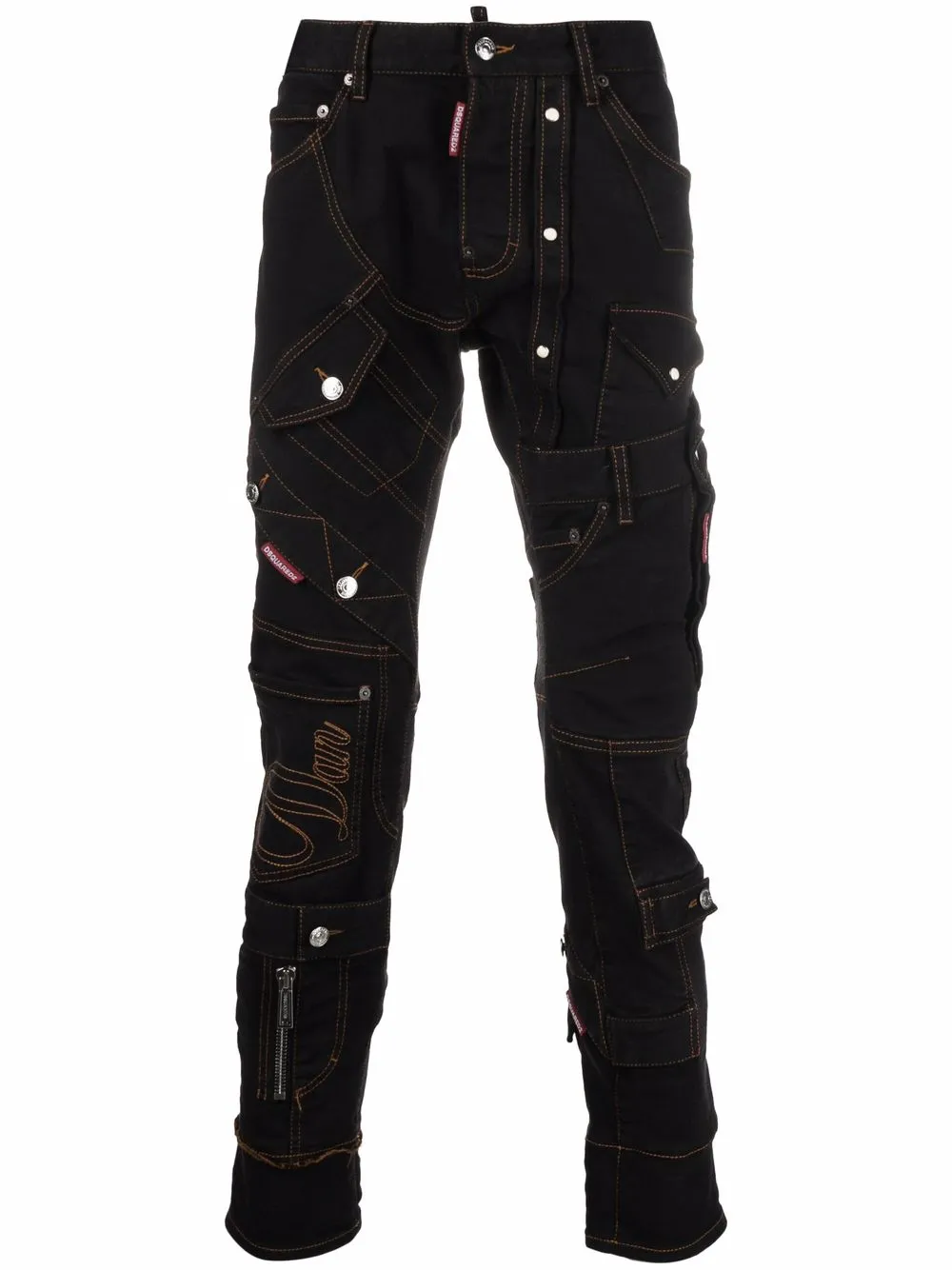 

Dsquared2 spliced-effect contrast-stitch denim jeans - Black