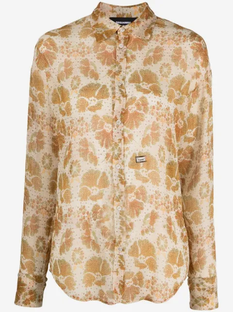 DSQUARED2 Jacquard-Hemd mit Blumenmuster