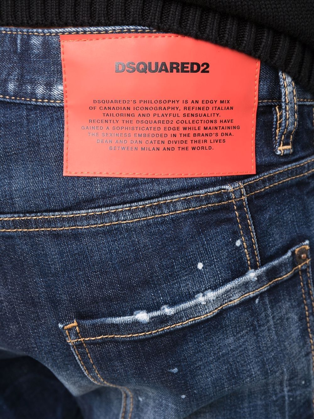 фото Dsquared2 джинсы с эффектом потертости и контрастной строчкой