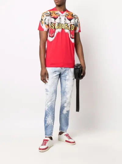 paint splatter-effect skinny jeans 