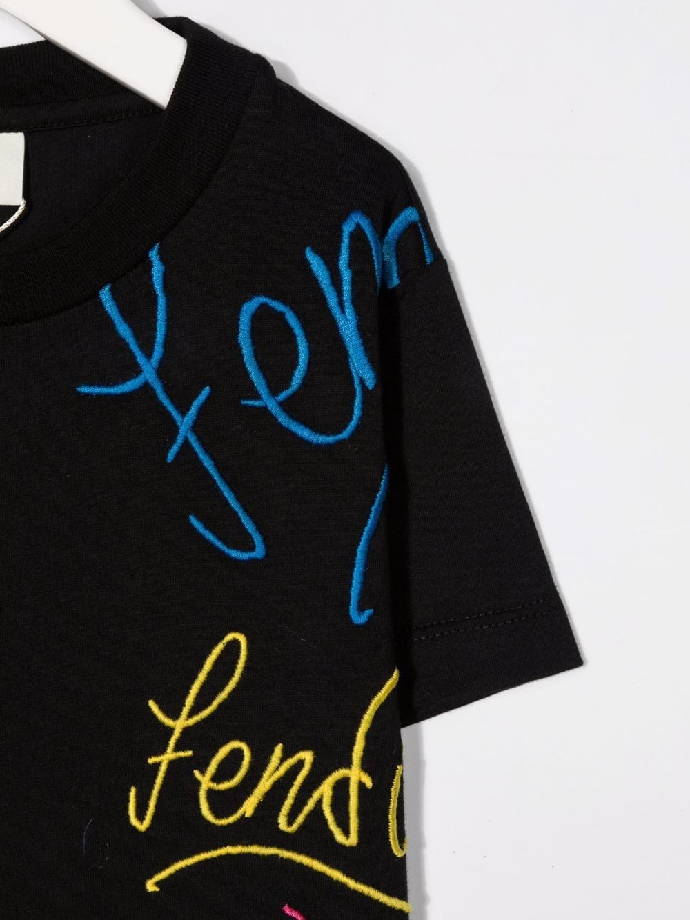 Shop Fendi Embroidered-logo T-shirt In Black