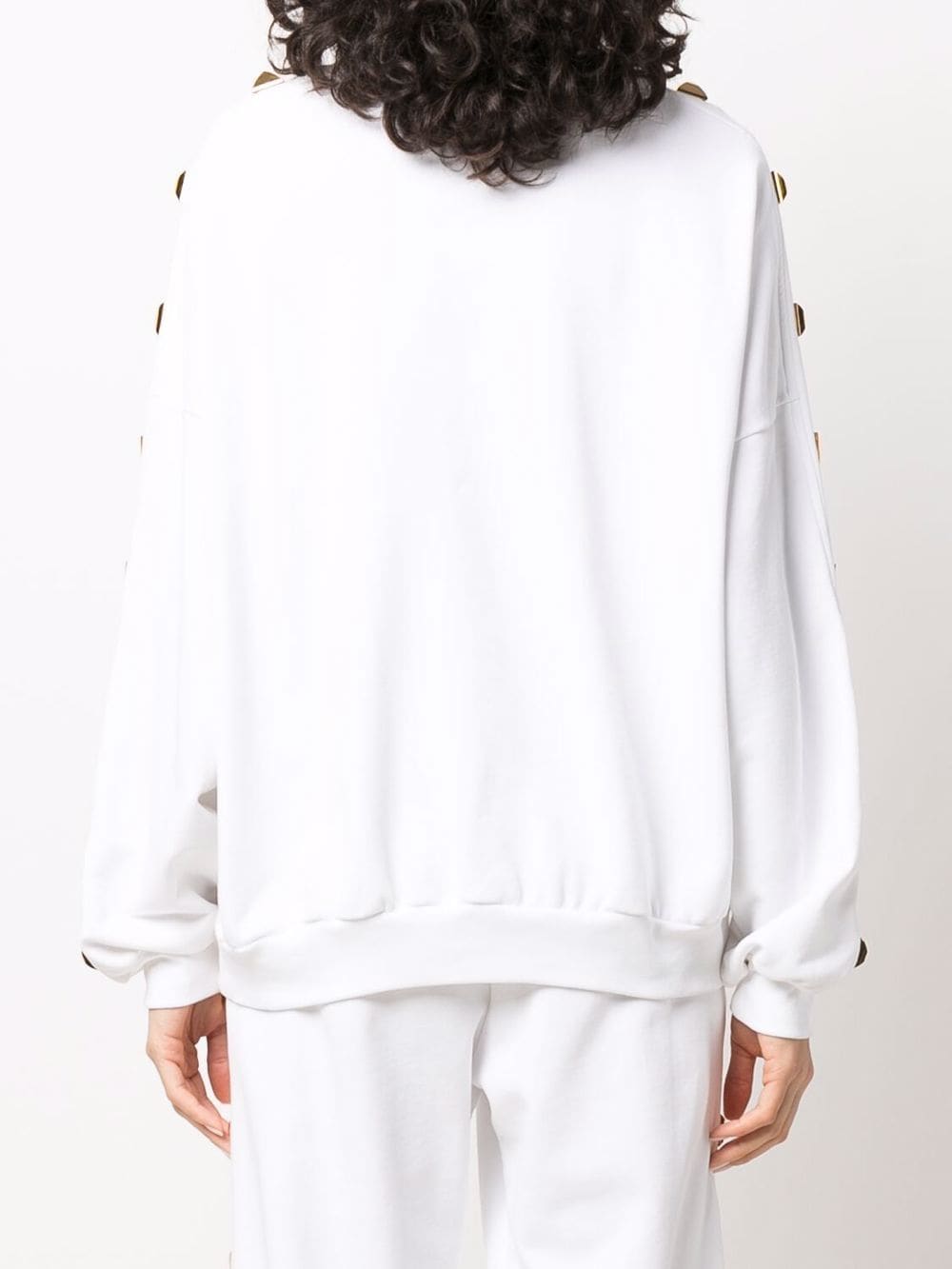 Shop Philipp Plein Studded Cotton Sweatshirt In White