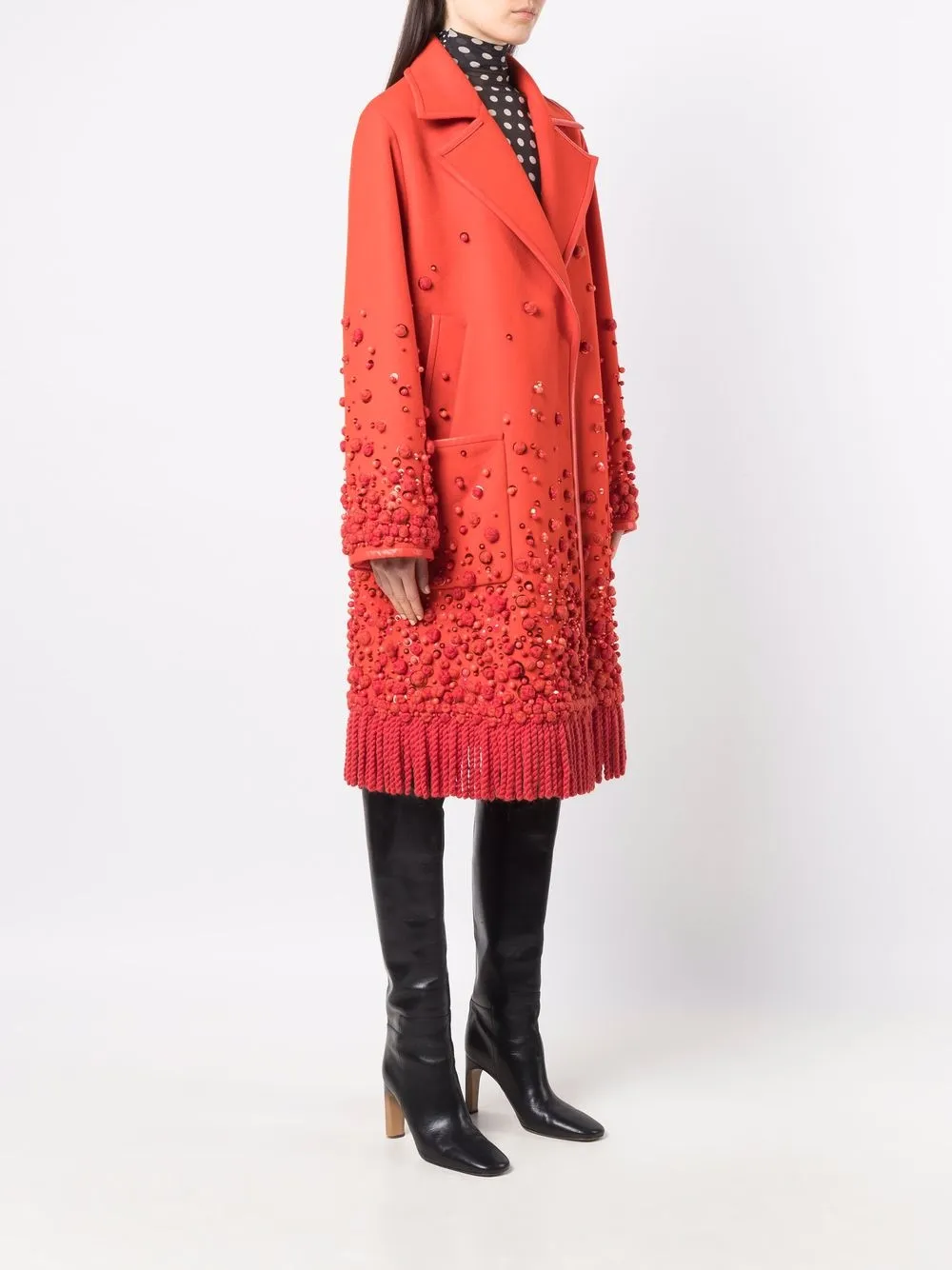 фото Valentino однобортное пальто с бусинами