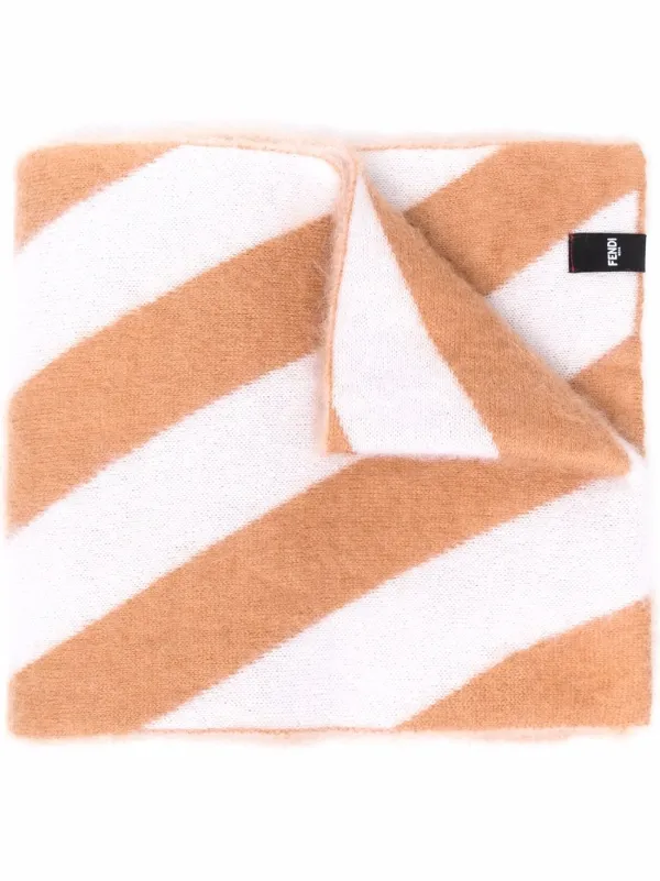 Fendi Striped Mohair-blend Scarf in White