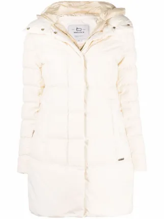 Fitted padded coat with fur hood online