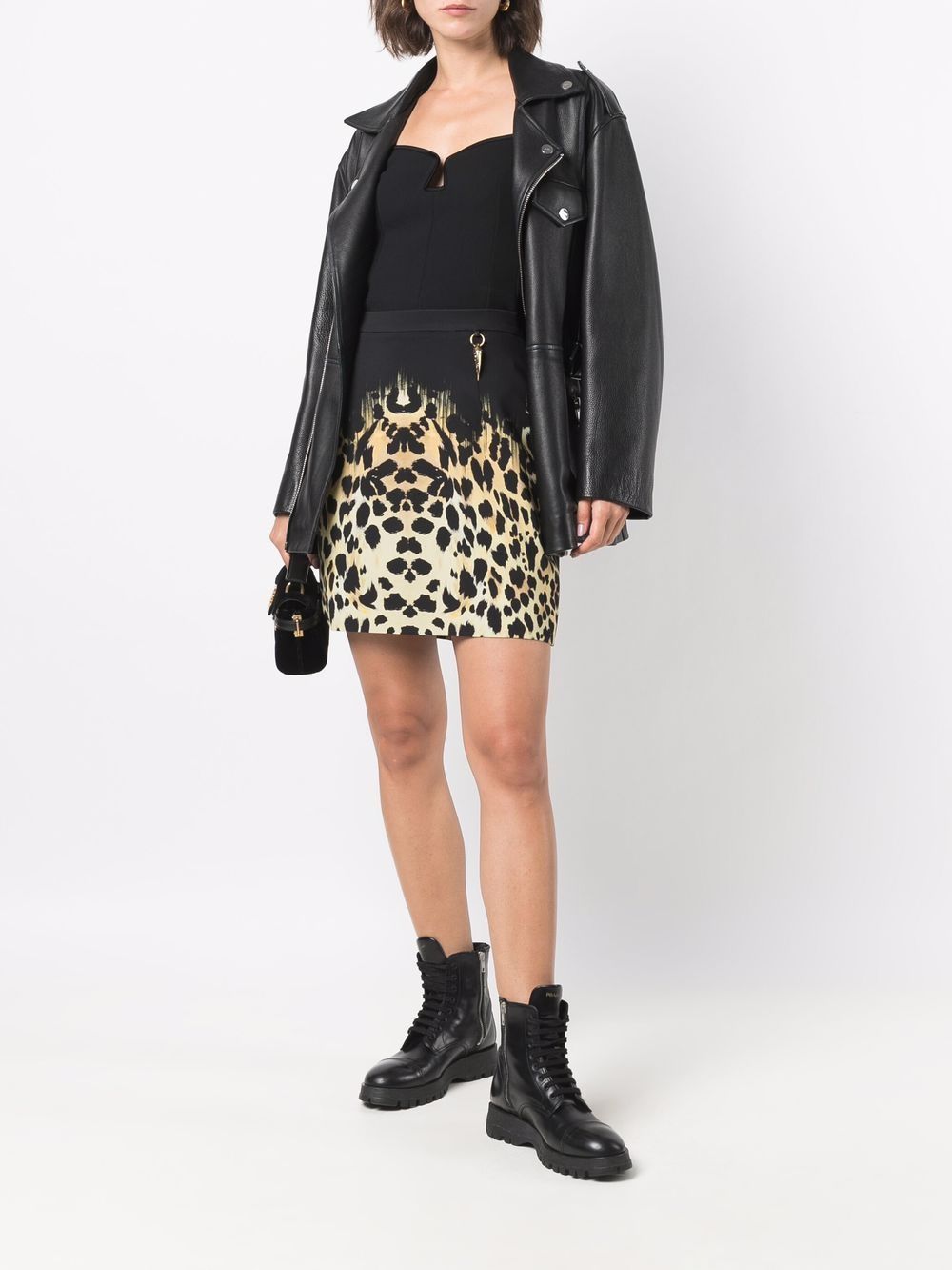 Roberto Cavalli Mini-rok met luipaardprint - Zwart