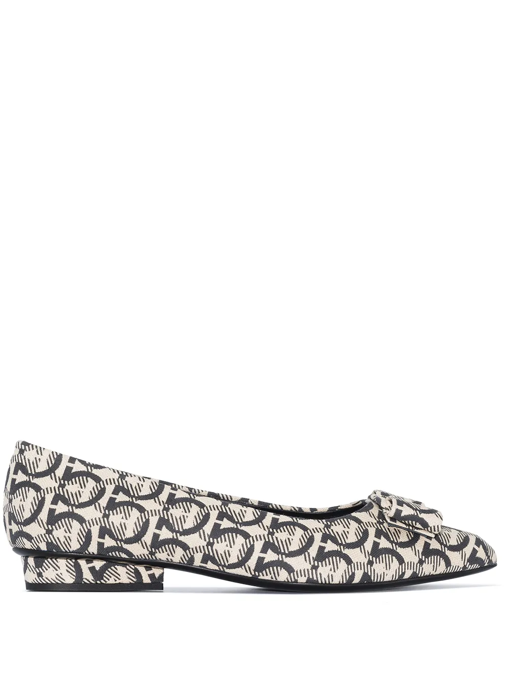 

Ferragamo Viva Gancini-print ballerina shoes - Neutrals