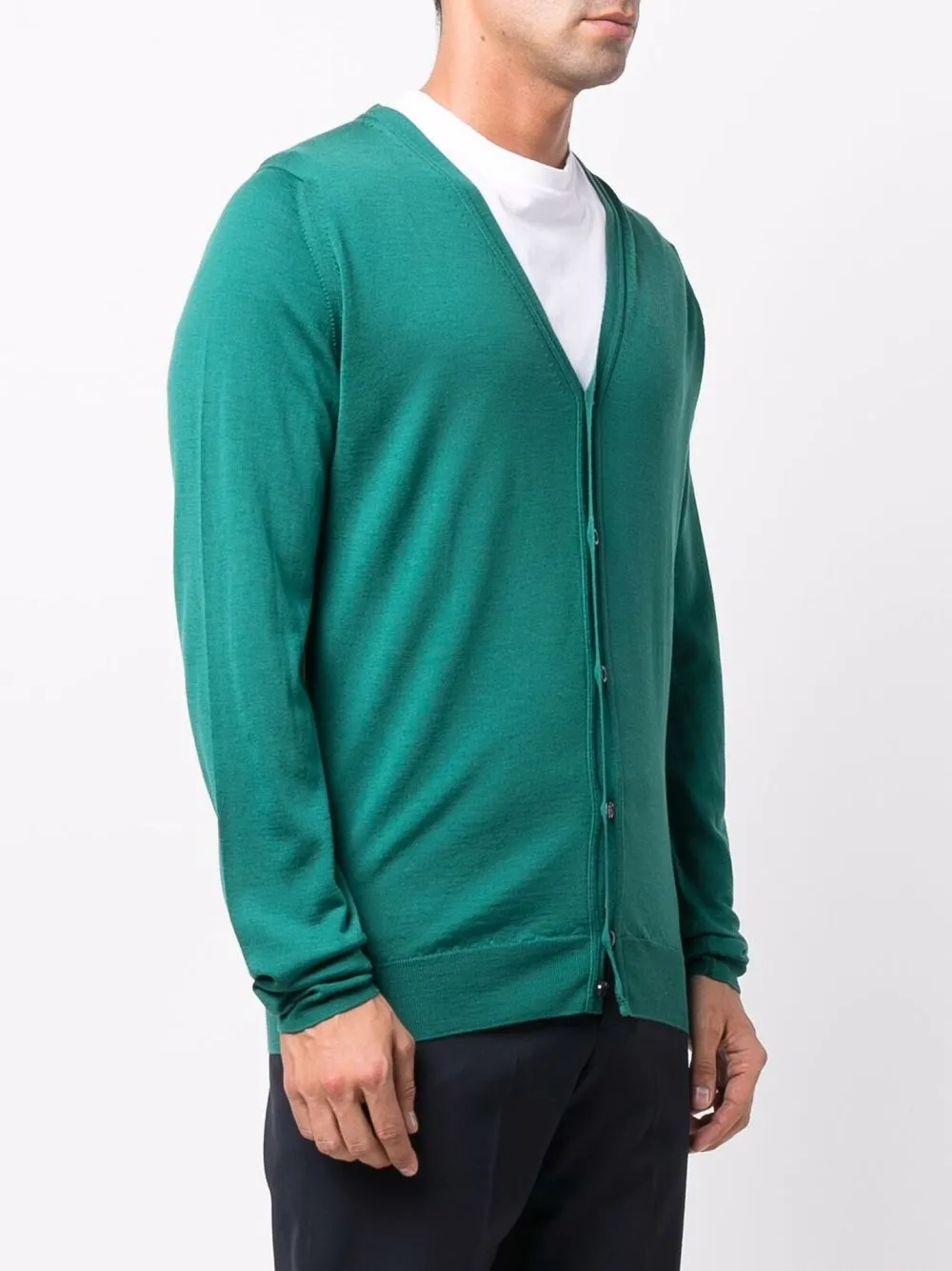  John Smedley Fein Gestrickter Petworth Cardigan   Grün 