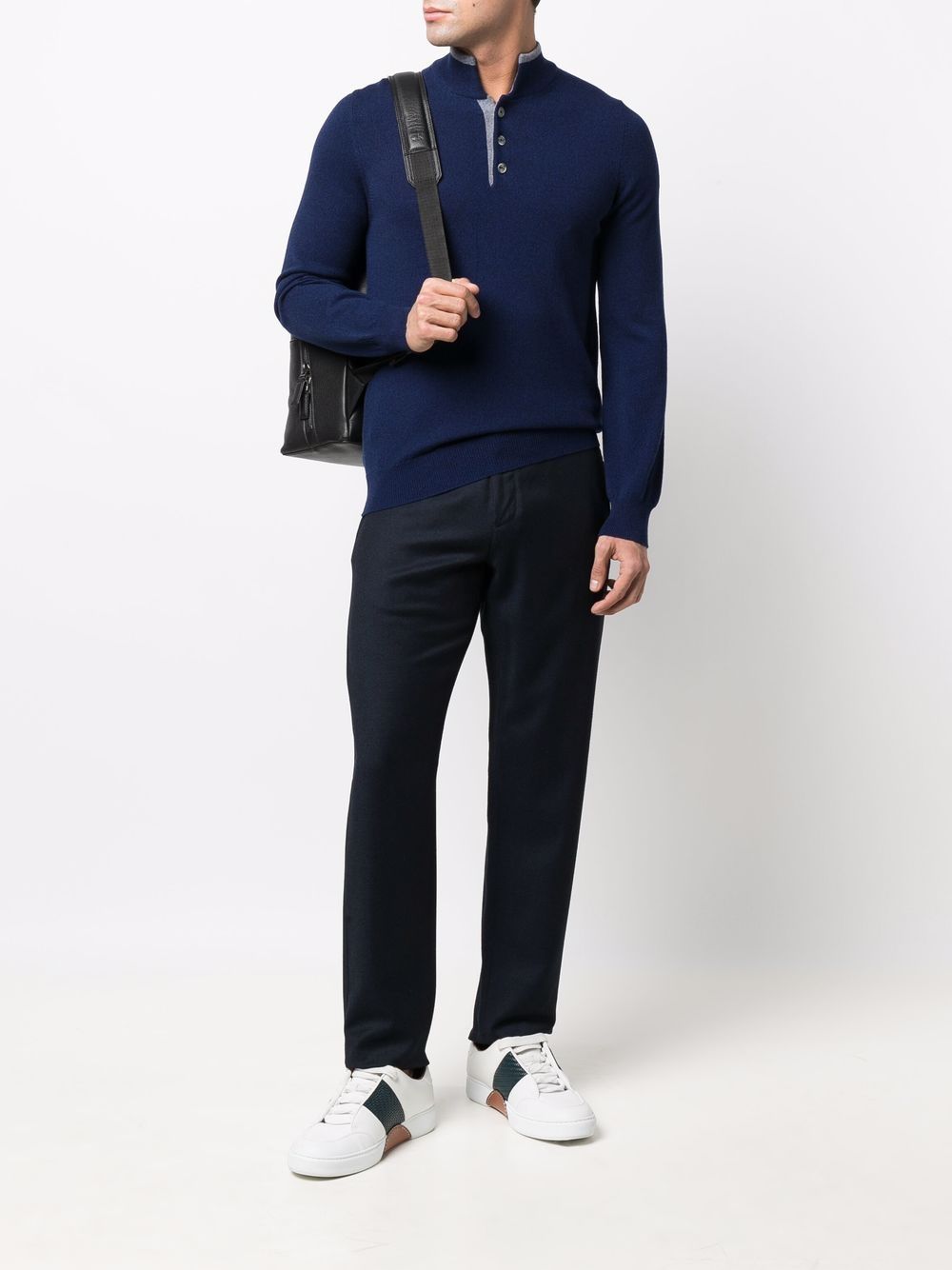 Canali Broek met trekkoordtaille - Blauw