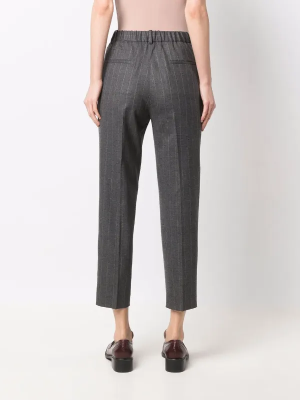 Shop Incotex pinstripe cropped trousers 