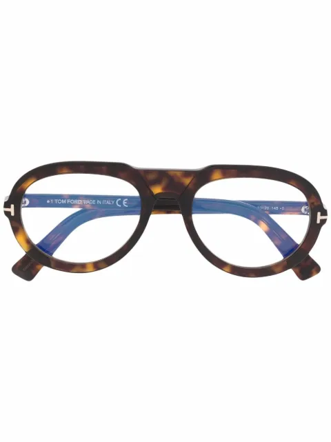 TOM FORD Eyewear tortoiseshell-effect pilot-frame sunglasses 