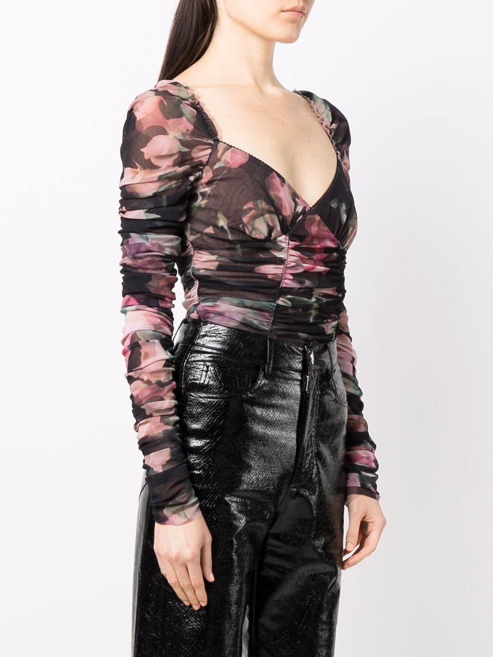 фото Blumarine floral-print v-neck bodysuit